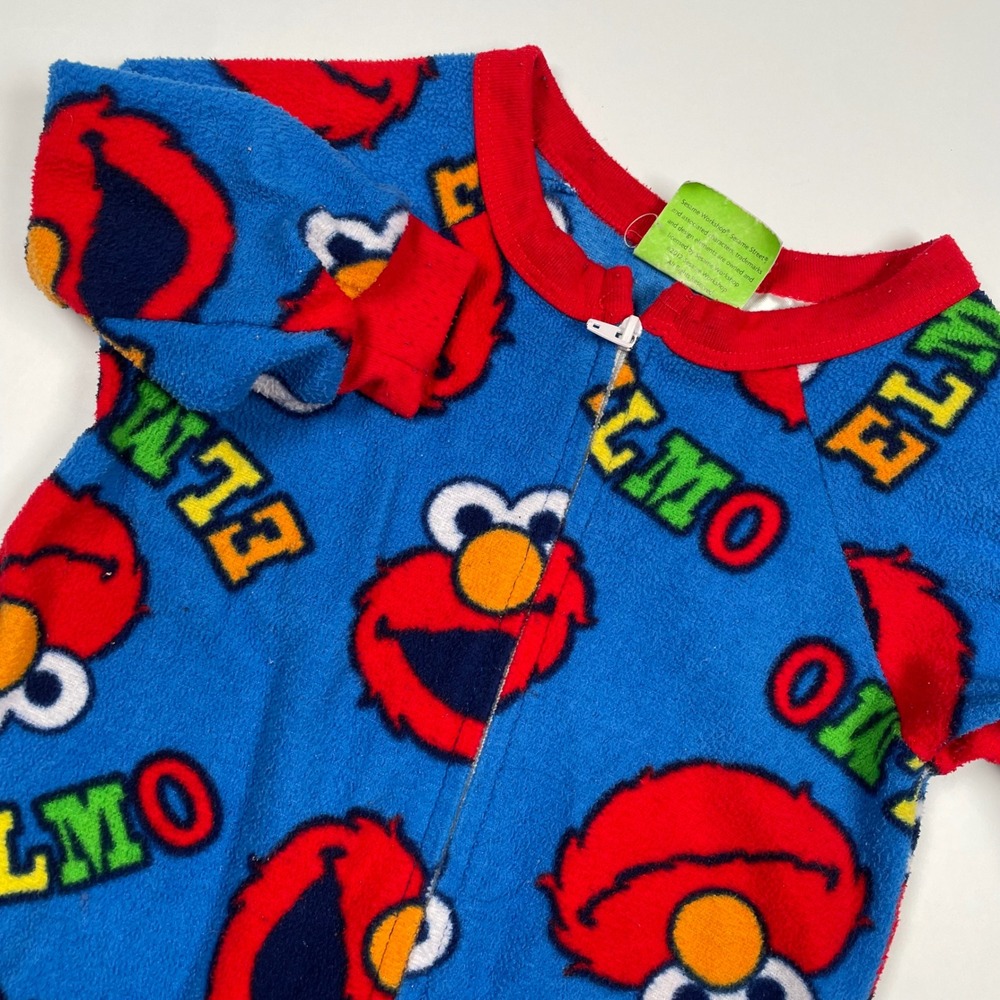 Sesame Street Elmo Fleece Footed Pajamas‎ Sleeper Kids Size 18M